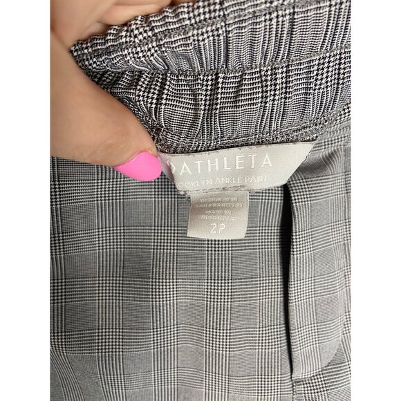 Athleta Brooklyn Plaid Ankle Pant In Black & White-sz 2P - Picture 13 of 13